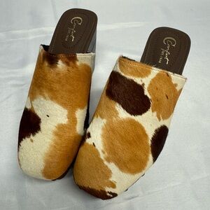 Chocolat Blu Cowhide Pattern Mules